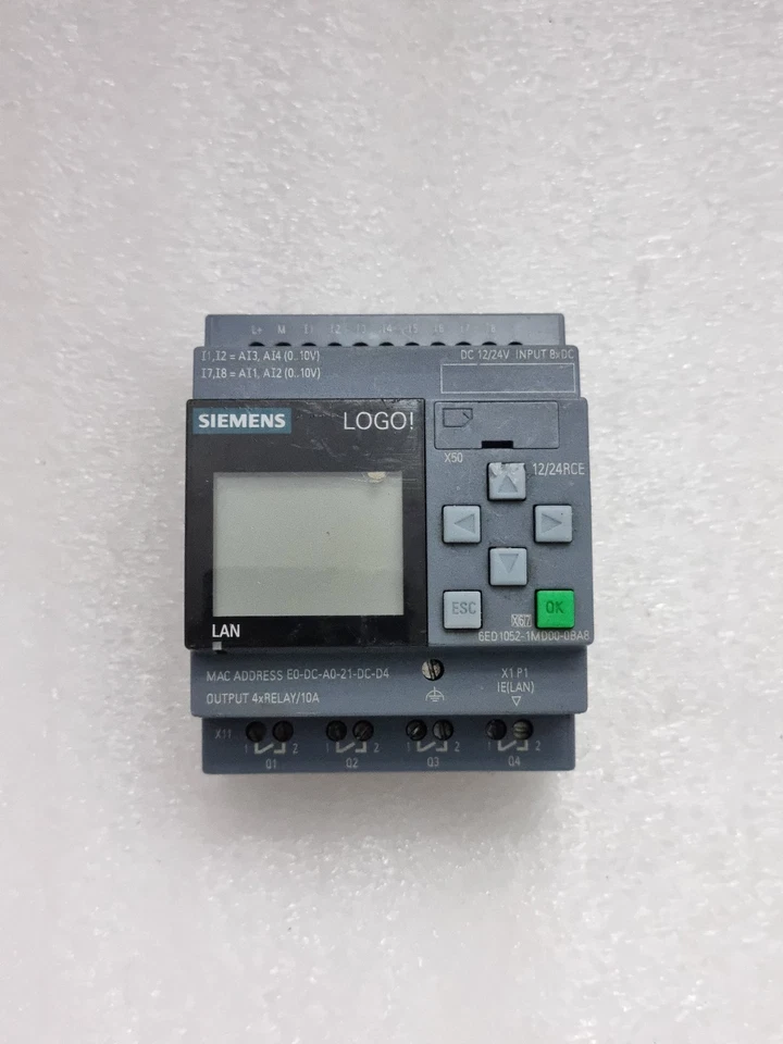 Used Working Siemens 6ED1052-1MD00-0BA8 12/24RCE Logo Programmable Relay